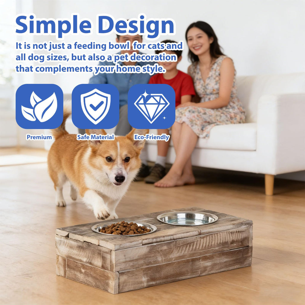 Elevated Dog & Cat Double Bowl Feeder Stainless Steel Bowls P36943