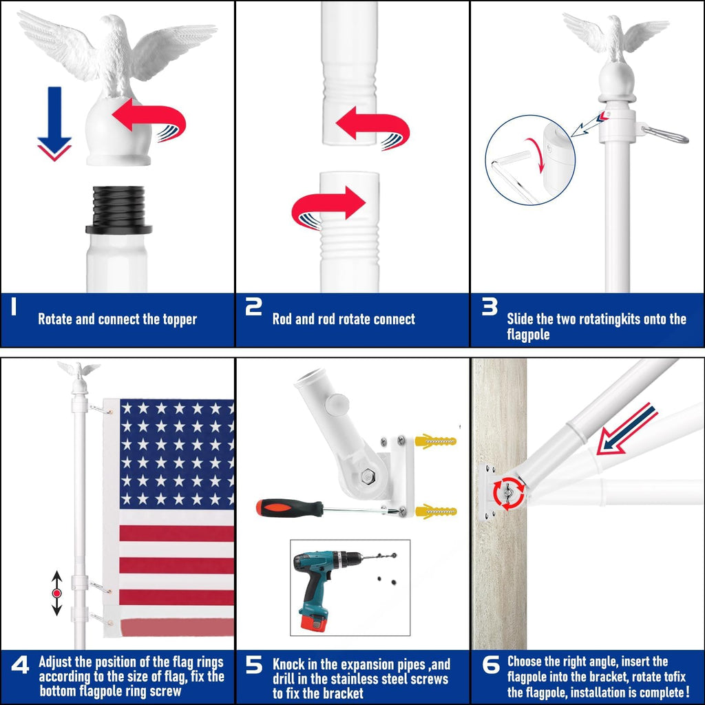 6FT Stainless Steel Flagpole Kit M273