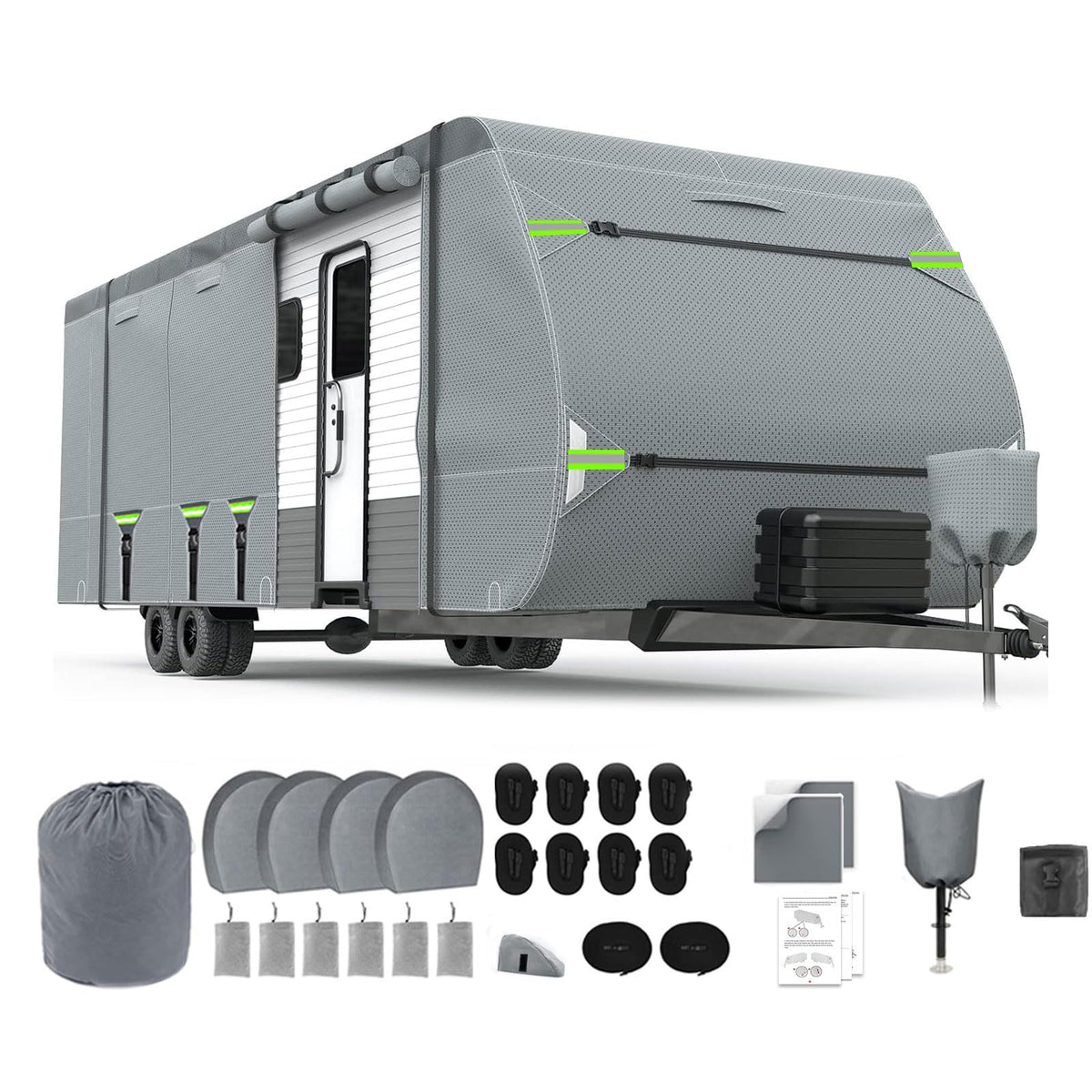 24-27FT 8 Layers Windproof RV Cover with Tire Cover T17554