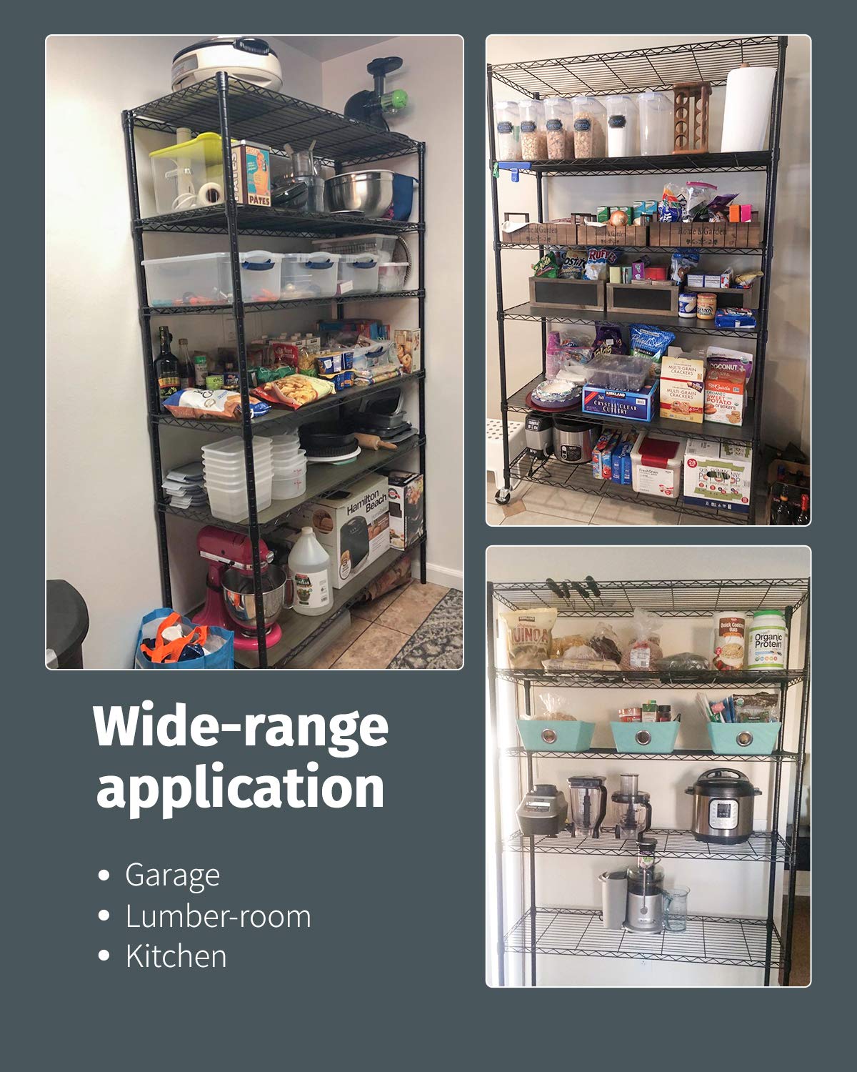 6 Tier Steel Wire Shelving Unit with Wheels U305226