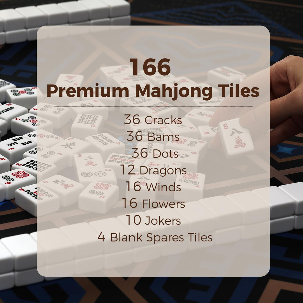 American Mahjong Set with 166 White Tiles and Racks E9179
