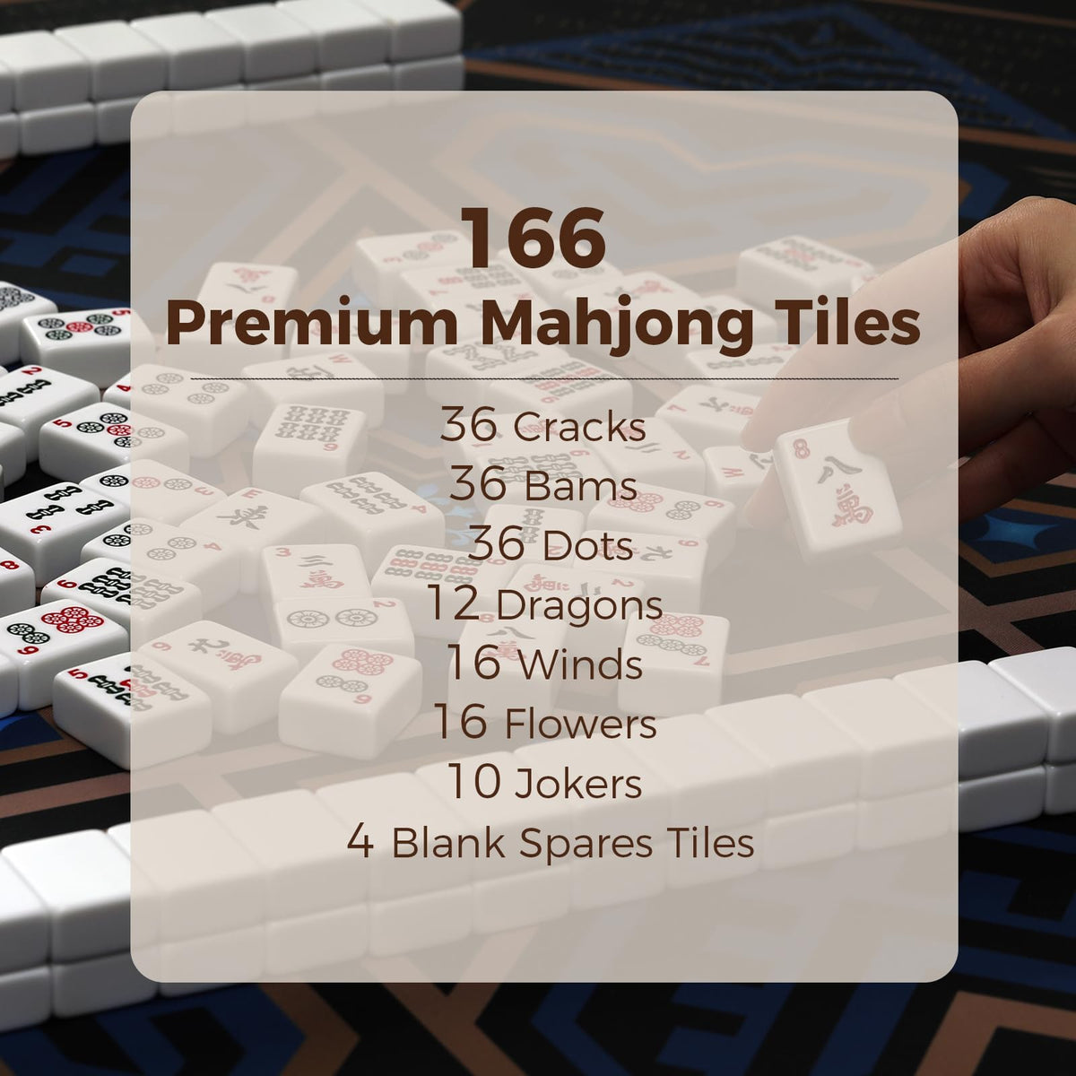 American Mahjong Set with 166 White Tiles and Racks E9179