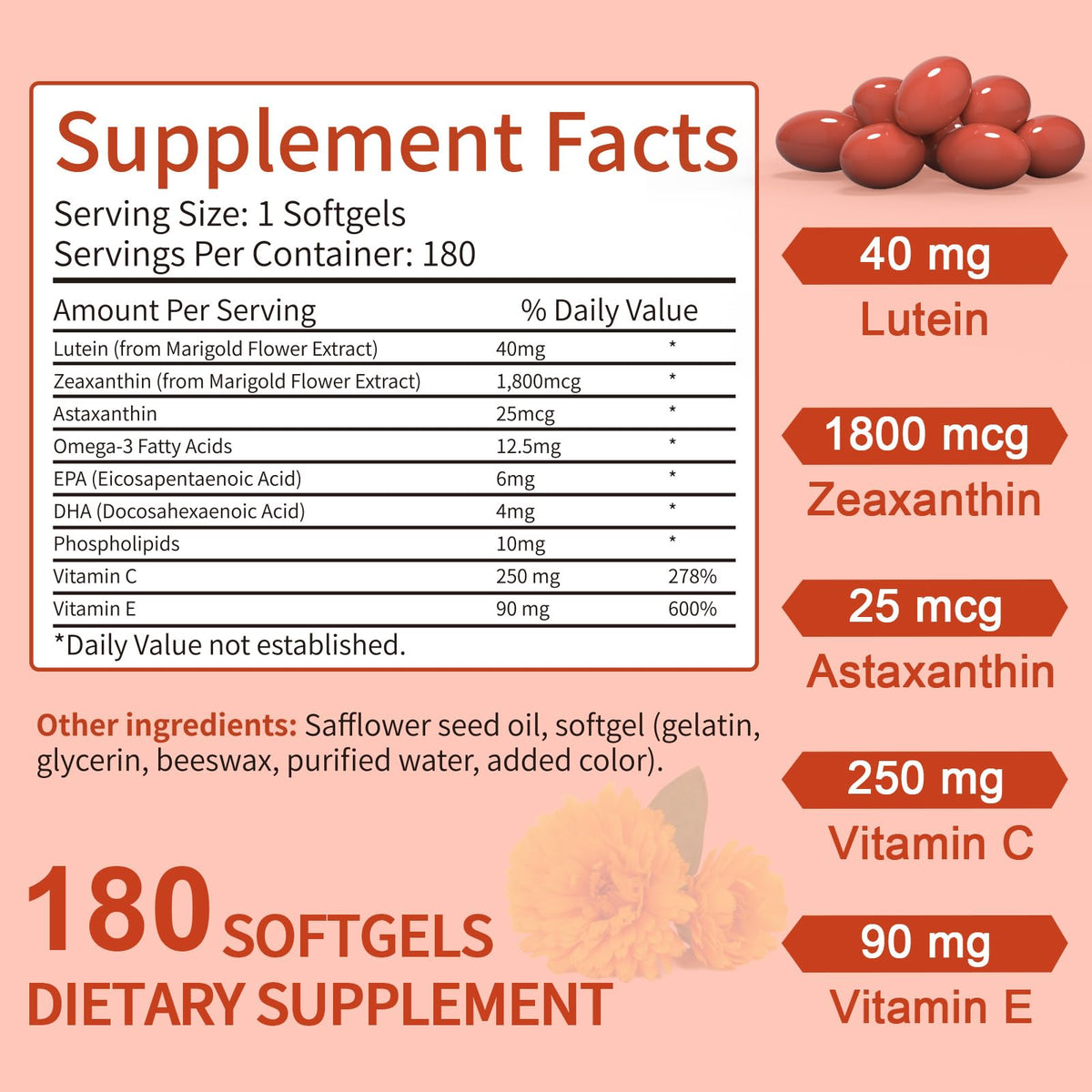 Lutein and Zeaxanthin Softgels with Vitamins C, E, Omega 3 C5525