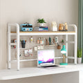 2 Tier Adjustable Metal Desktop Bookshelf White N257567