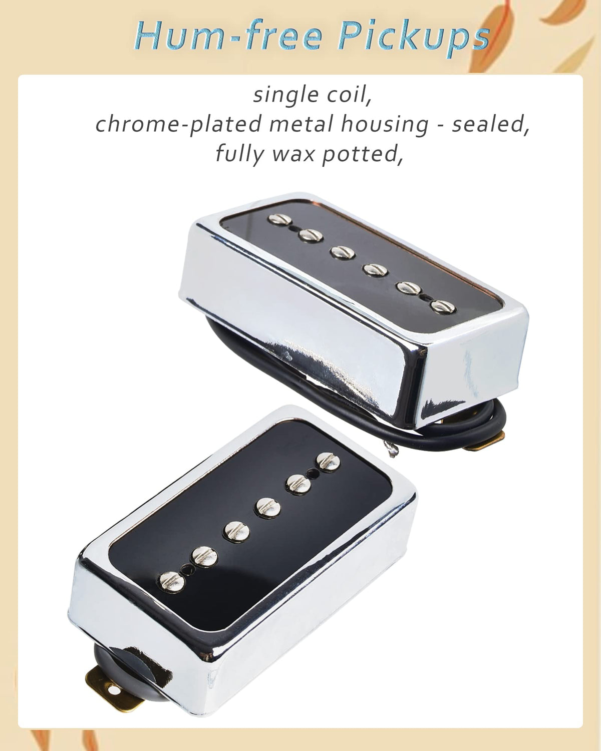 P90-Style Single Coil Pickup Set Alnico 5 Chrome/Black U664855