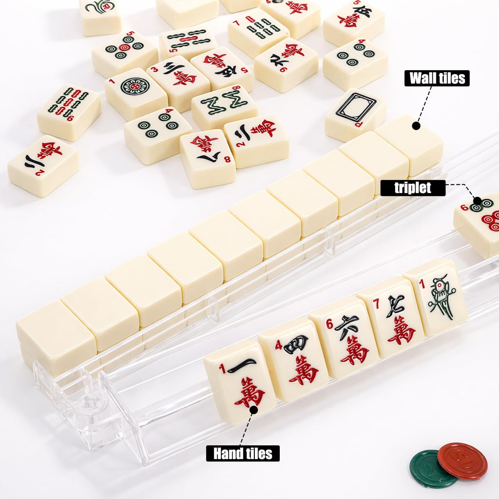 Set of 4 Clear Mahjong Racks with Pushers D946809