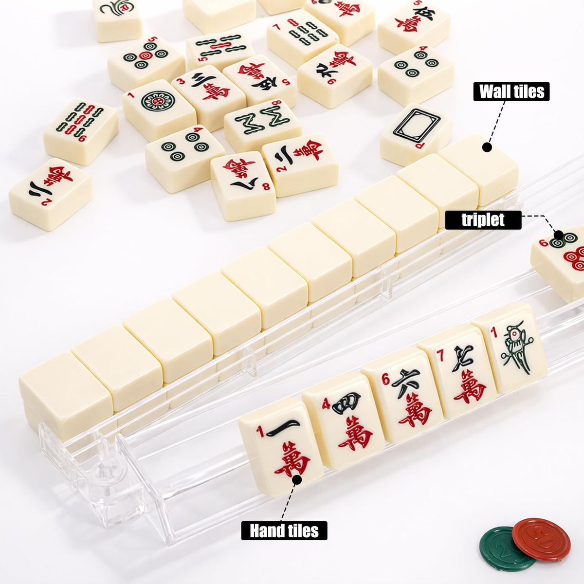 Set of 4 Clear Mahjong Racks with Pushers D946809