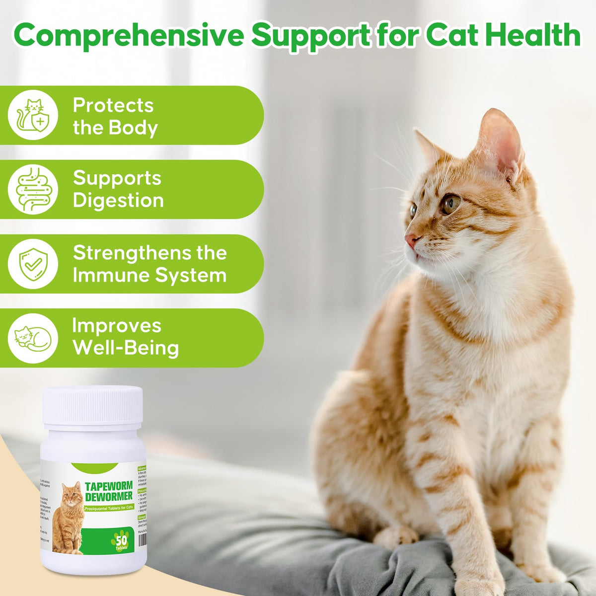 Cat Tapeworm Dewormer Tablets 50 Tablets Y783