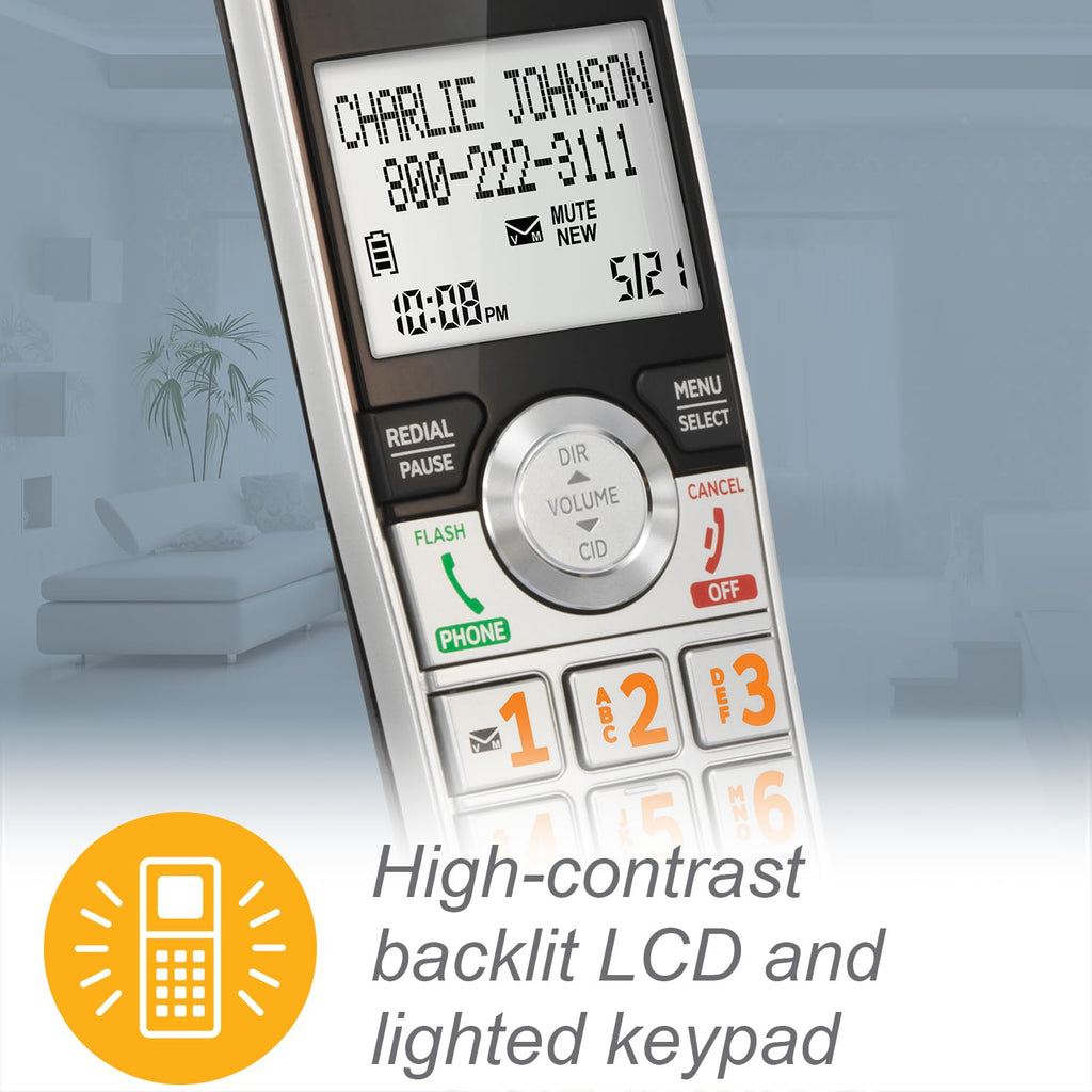 Expandable Cordless Phone with Answering System, Silver/Black, 3 Handsets N22726