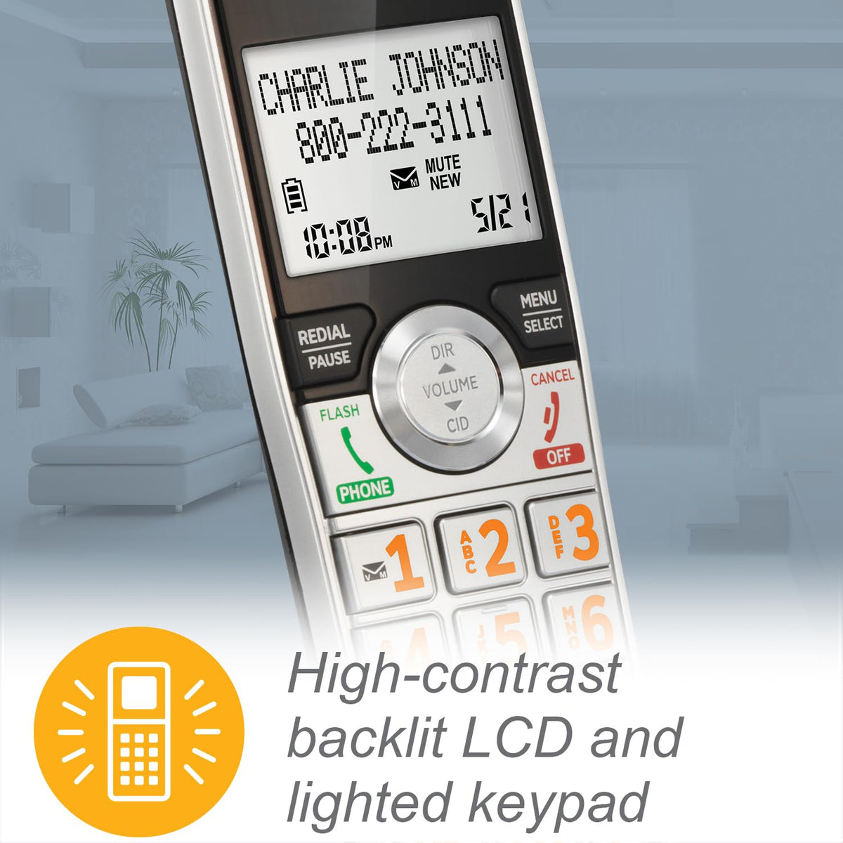 Expandable Cordless Phone with Answering System, Silver/Black, 3 Handsets N22726