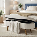 43.5" Beige Linen Storage Ottoman Bench X116579