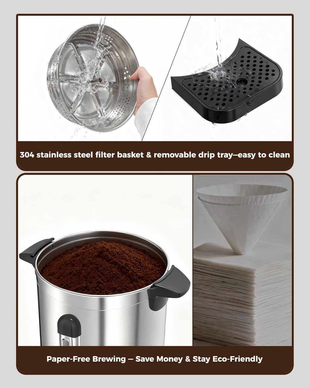 100-Cup Commercial Coffee Urn 15L Stainless Steel Percolator Z230336