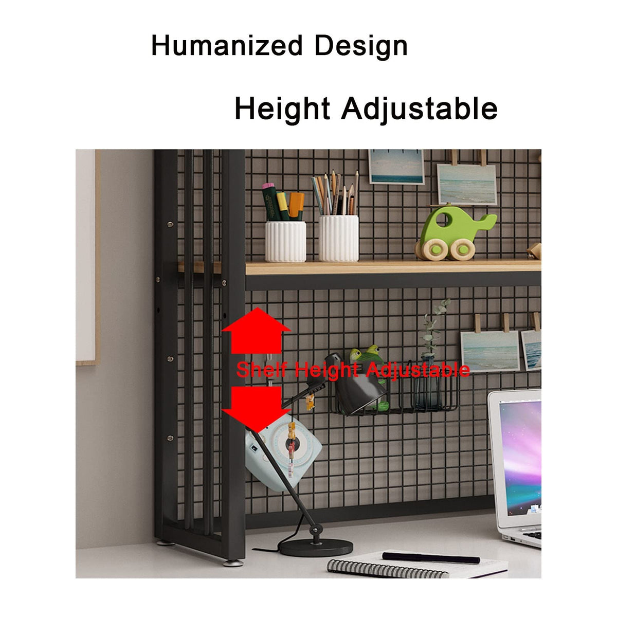 2 Tier Adjustable Metal Desktop Bookshelf White N257567