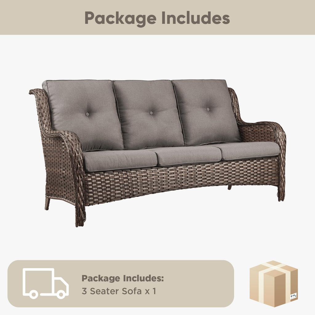3-Seater PE Wicker Patio Sofa L859