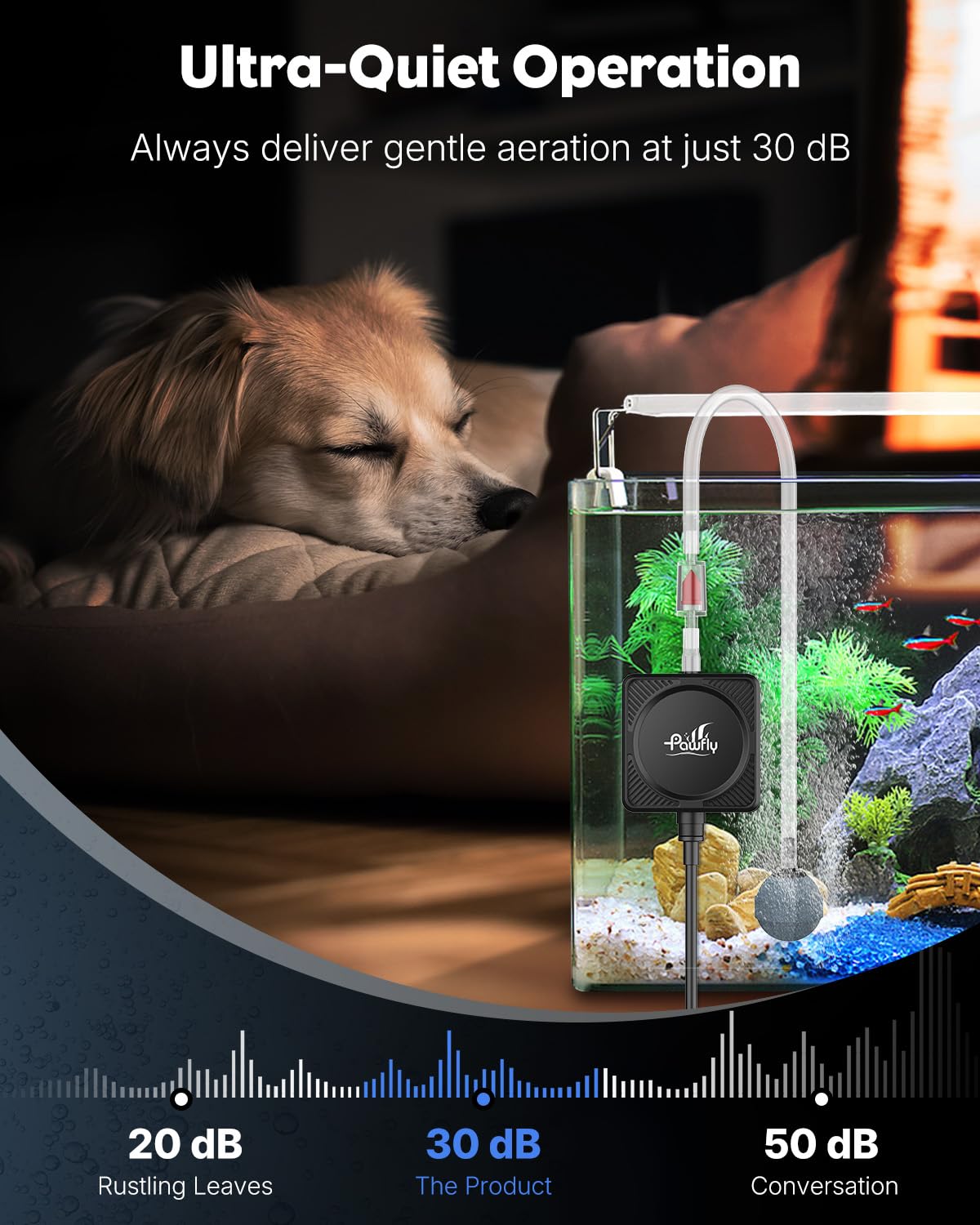 Nano Silent Aquarium Air Pump, 1.3 W 450 mL/min A696423
