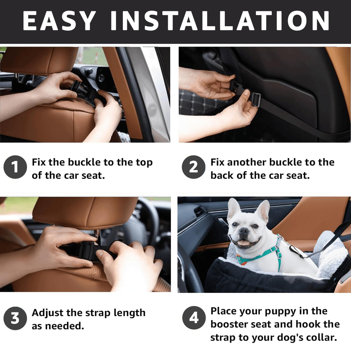 Washable Dog Car Seat with Storage Pockets T194