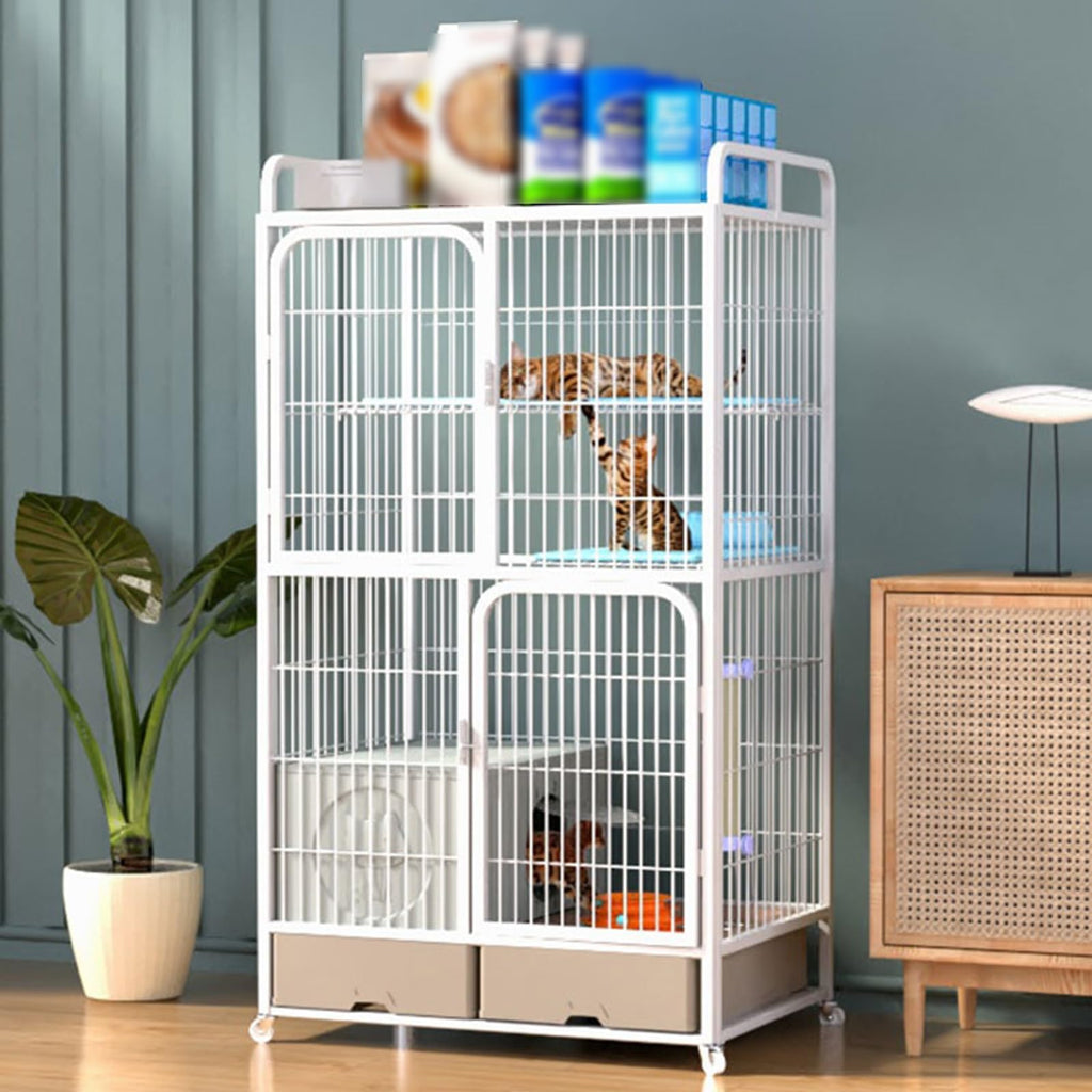 White 4 Tier Cat Cage with Litter Box I525438
