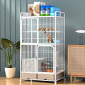 White 4 Tier Cat Cage with Litter Box I525438