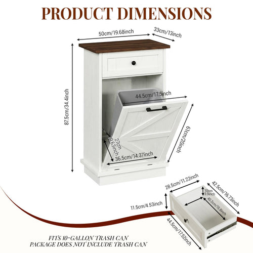 10 Gallon Tilt Out Trash Cabinet with Storage Drawer D4306