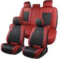 Wine Red Leather Car Seat Covers Full Set Q52805