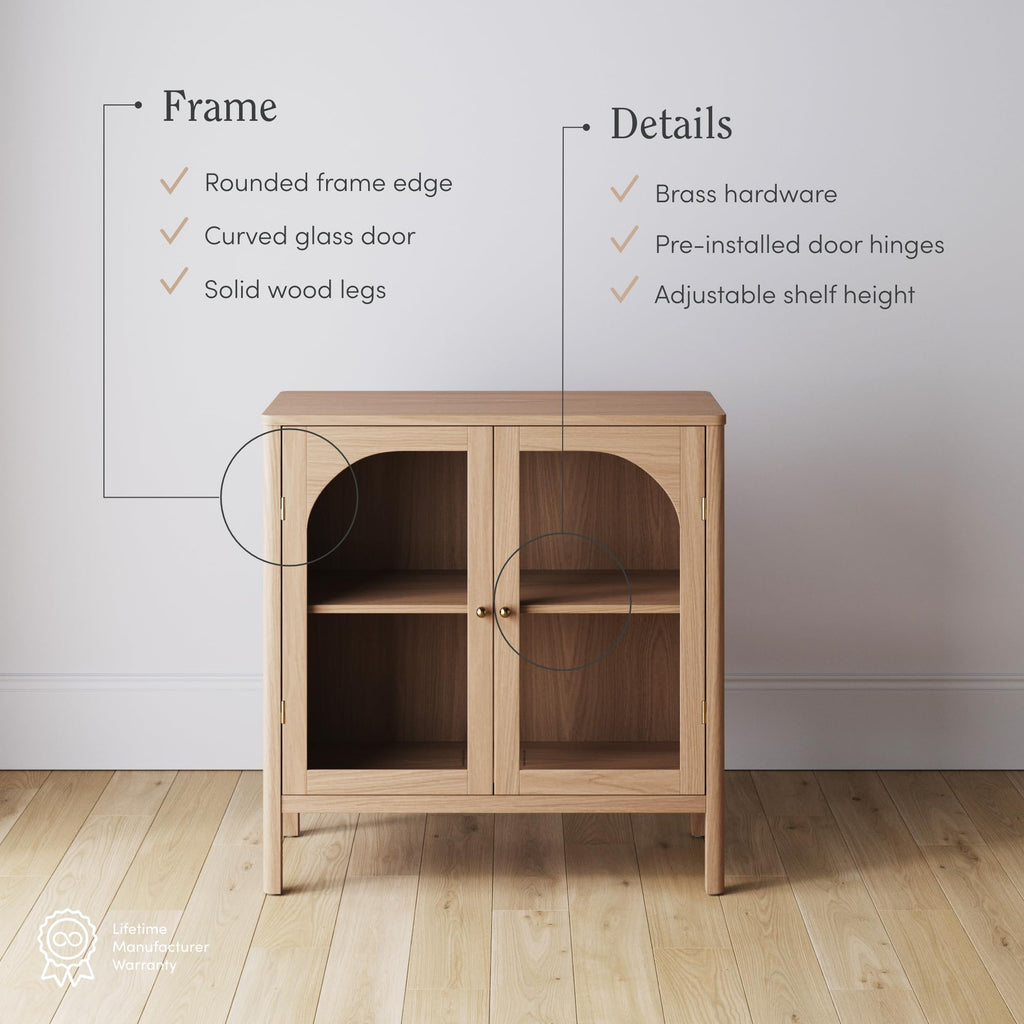 Modern Farmhouse Storage Cabinet with Glass Doors and Adjustable Shelf D69120