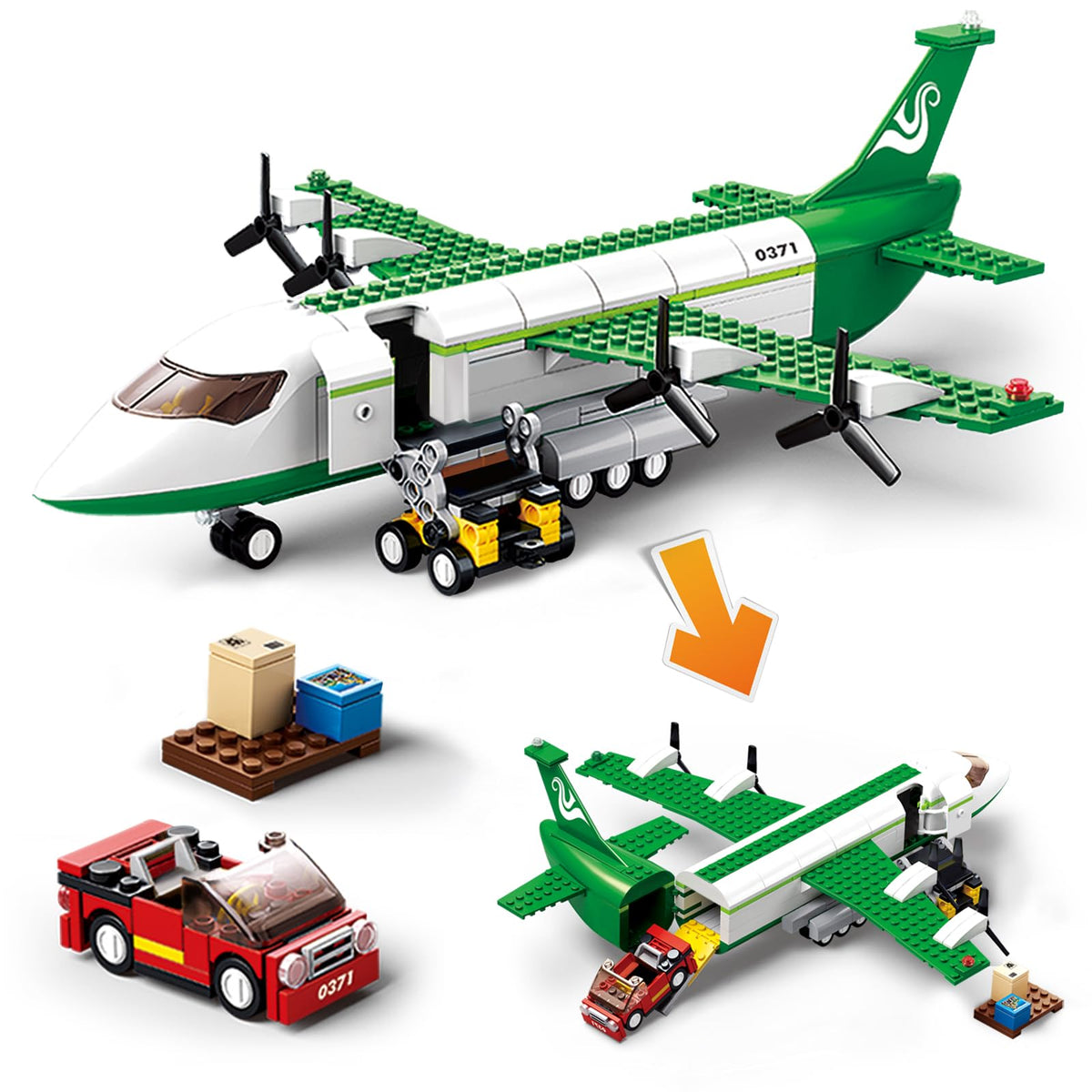 City Cargo Plane Building Set with Car A56505