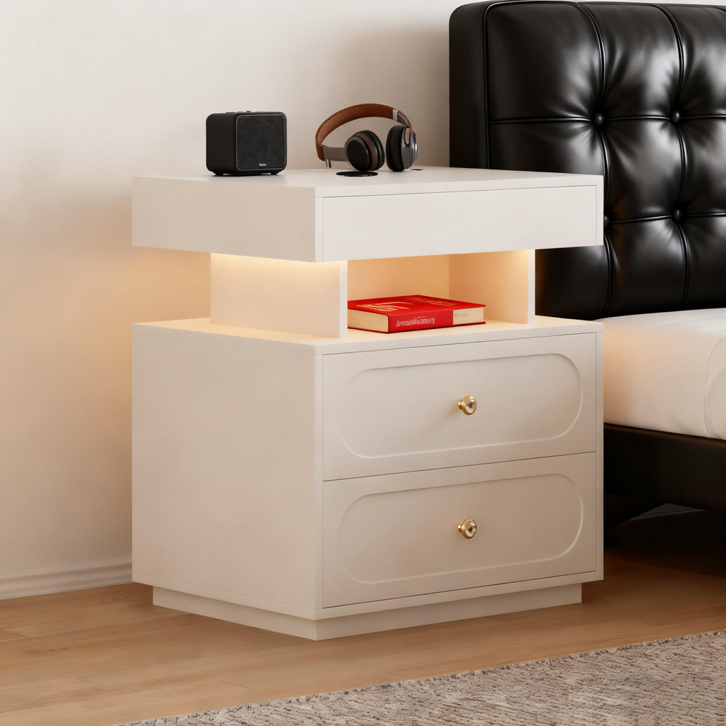 3-Drawer LED Nightstand with Light U383