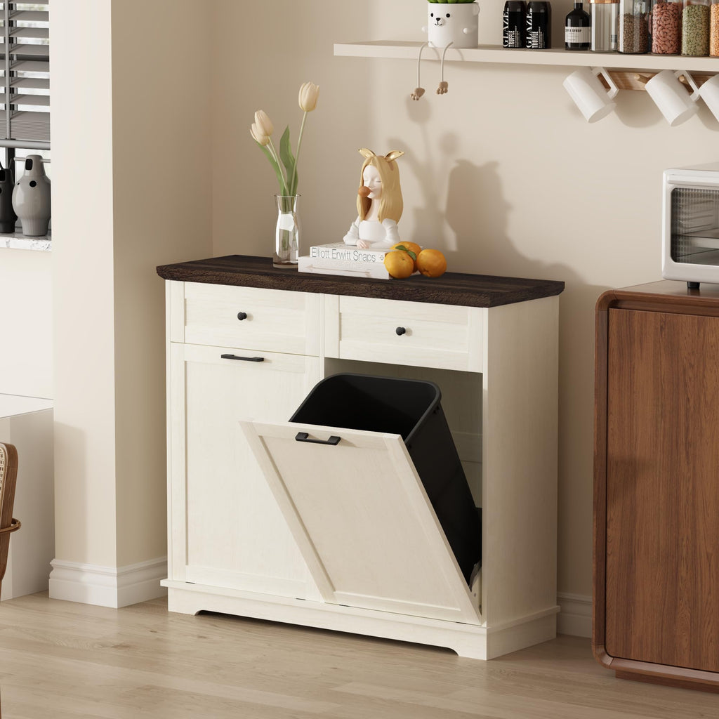 20 Gallon Wood Trash Can Cabinet F66154