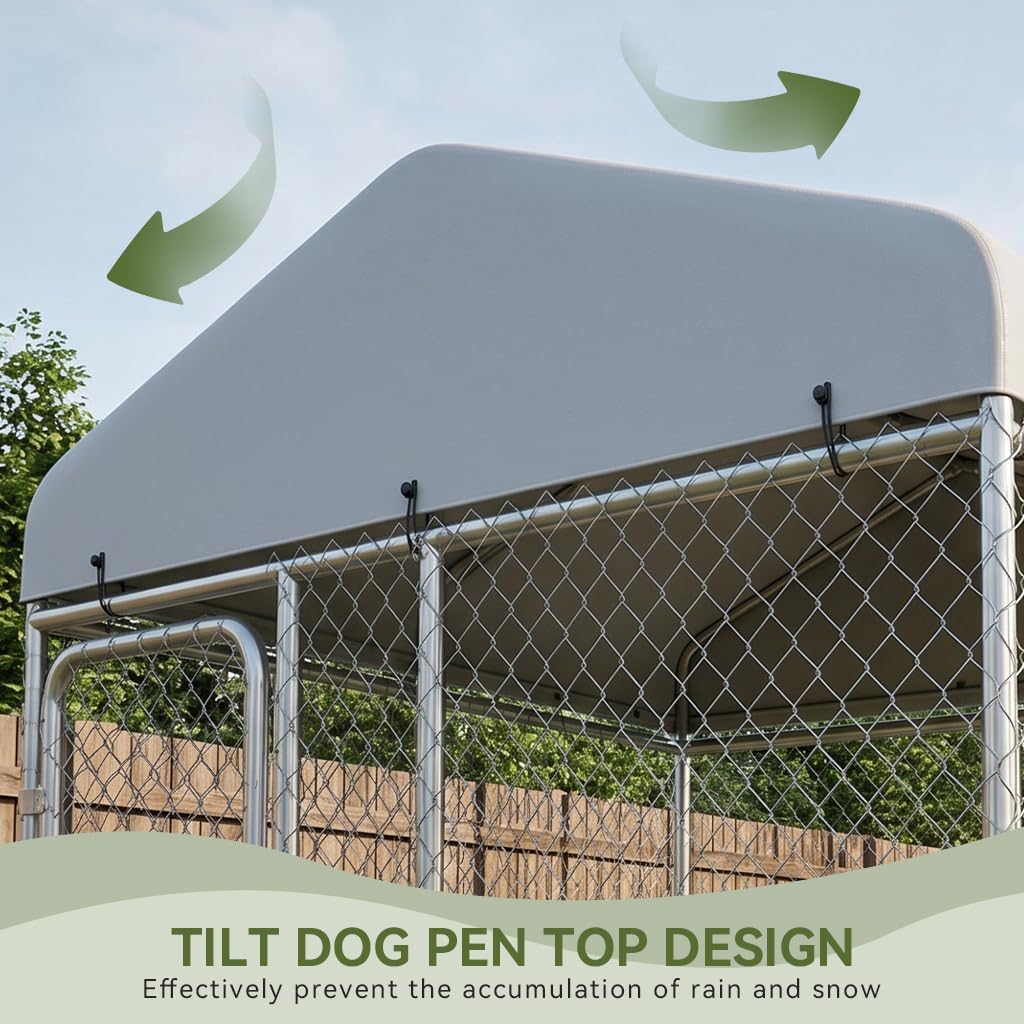 7.5x7.5ft Metal Dog Kennel with Roof A243