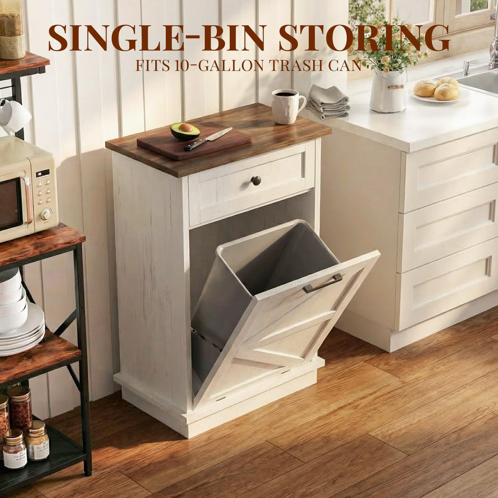 10 Gallon Tilt Out Trash Cabinet with Storage Drawer D4306