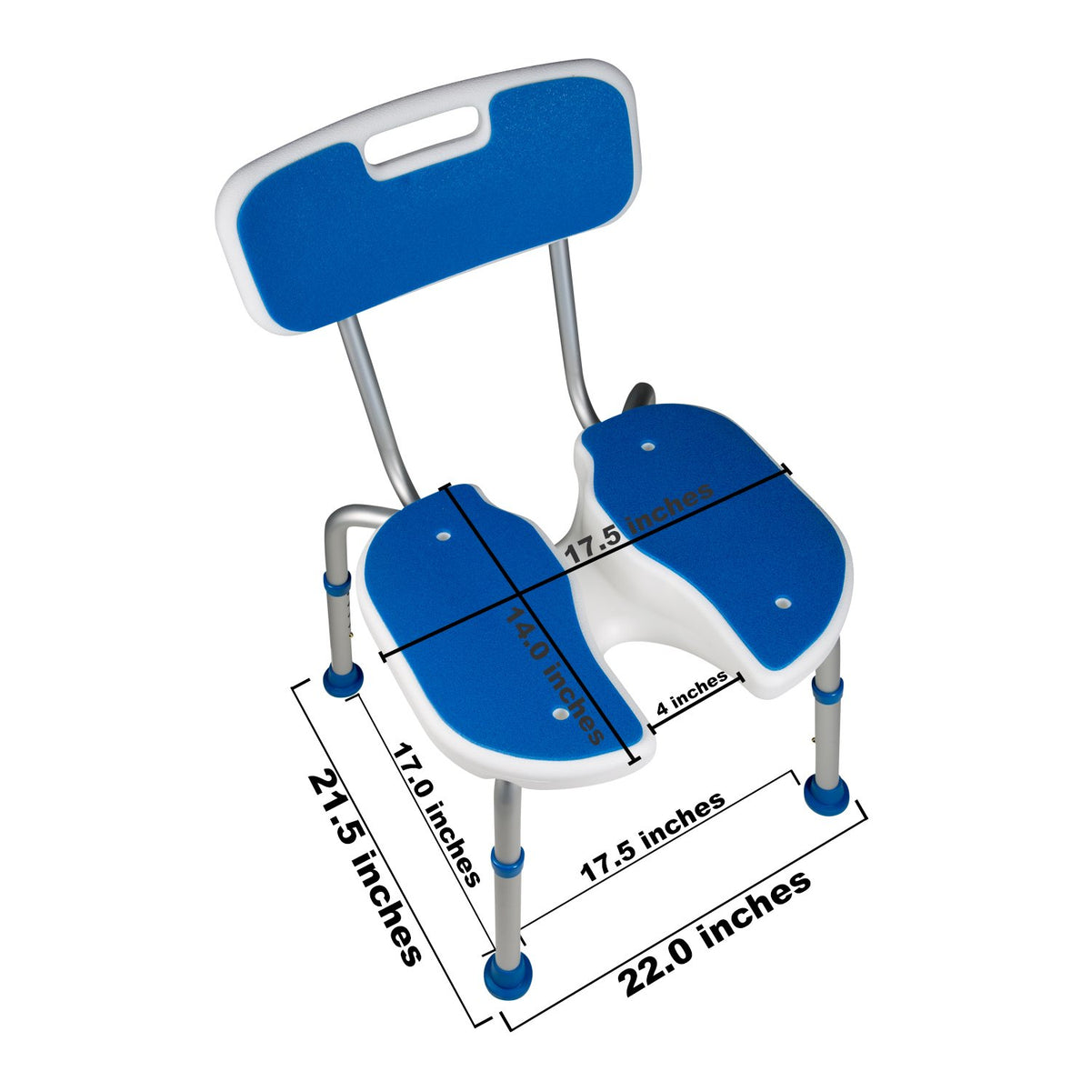 White Blue Foam Padded Shower Safety Seat with Backrest M8209