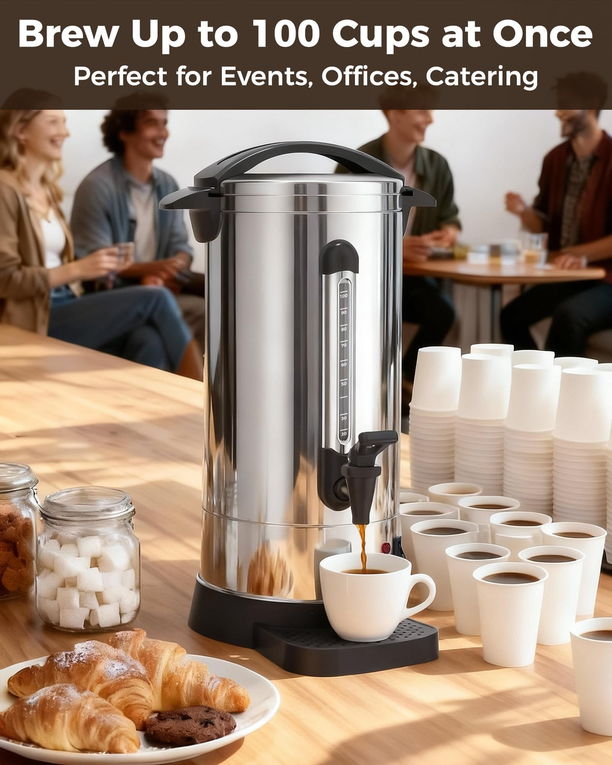 100-Cup Commercial Coffee Urn 15L Stainless Steel Percolator Z230336