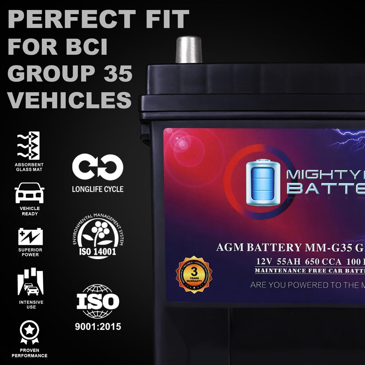 12V 55Ah AGM Replacement Battery E823109