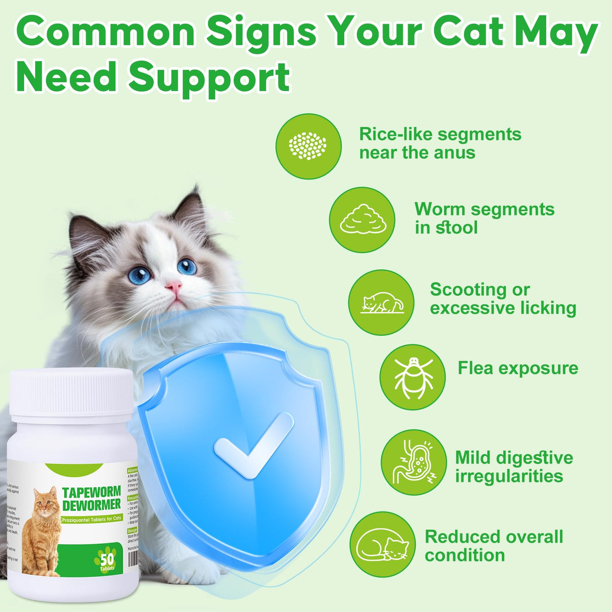 Cat Tapeworm Dewormer Tablets 50 Tablets Y783