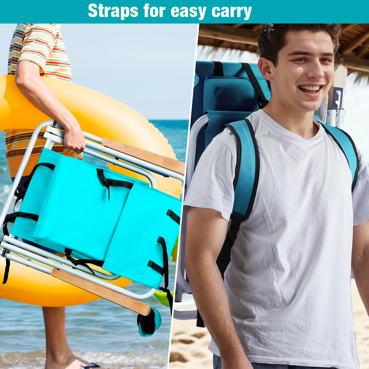 2 Pack Green Portable Folding Beach Chair with Cup Holder H739688