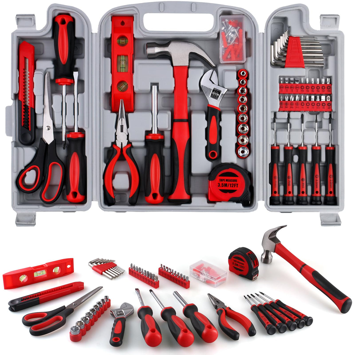 156-Piece All-Purpose Home Tool Kit in Foldable Toolbox Q53171