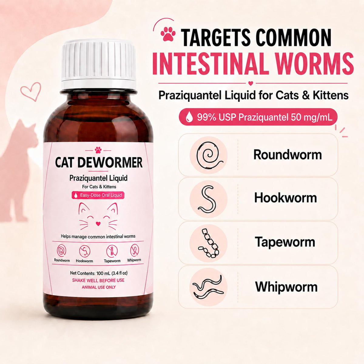 Cat Dewormer for Roundworms & Hookworms Y8157