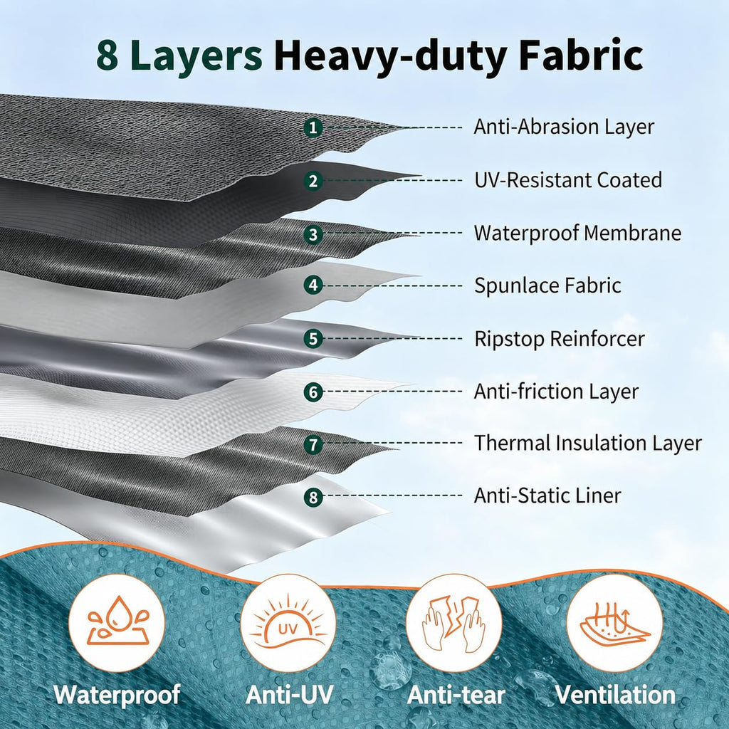 24-27FT 8 Layers Windproof RV Cover with Tire Cover T17554