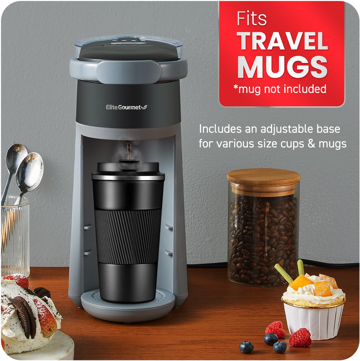 2-in-1 Capsule Coffee Maker, K-Cup & Grounds, Black D75493