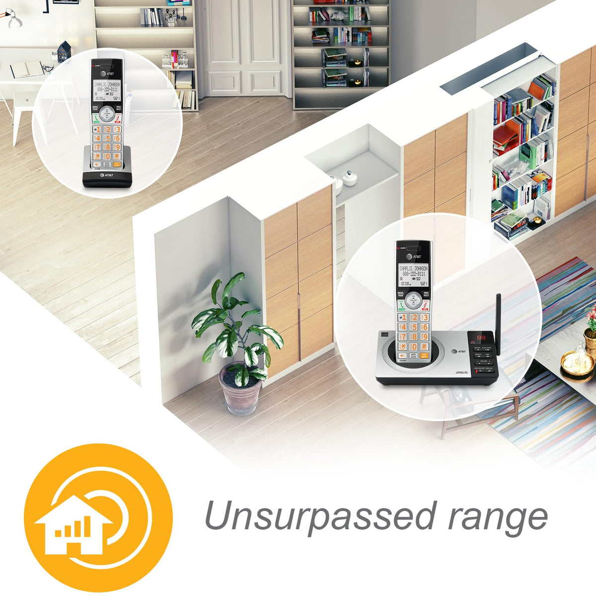 Expandable Cordless Phone with Answering System, Silver/Black, 3 Handsets N22726
