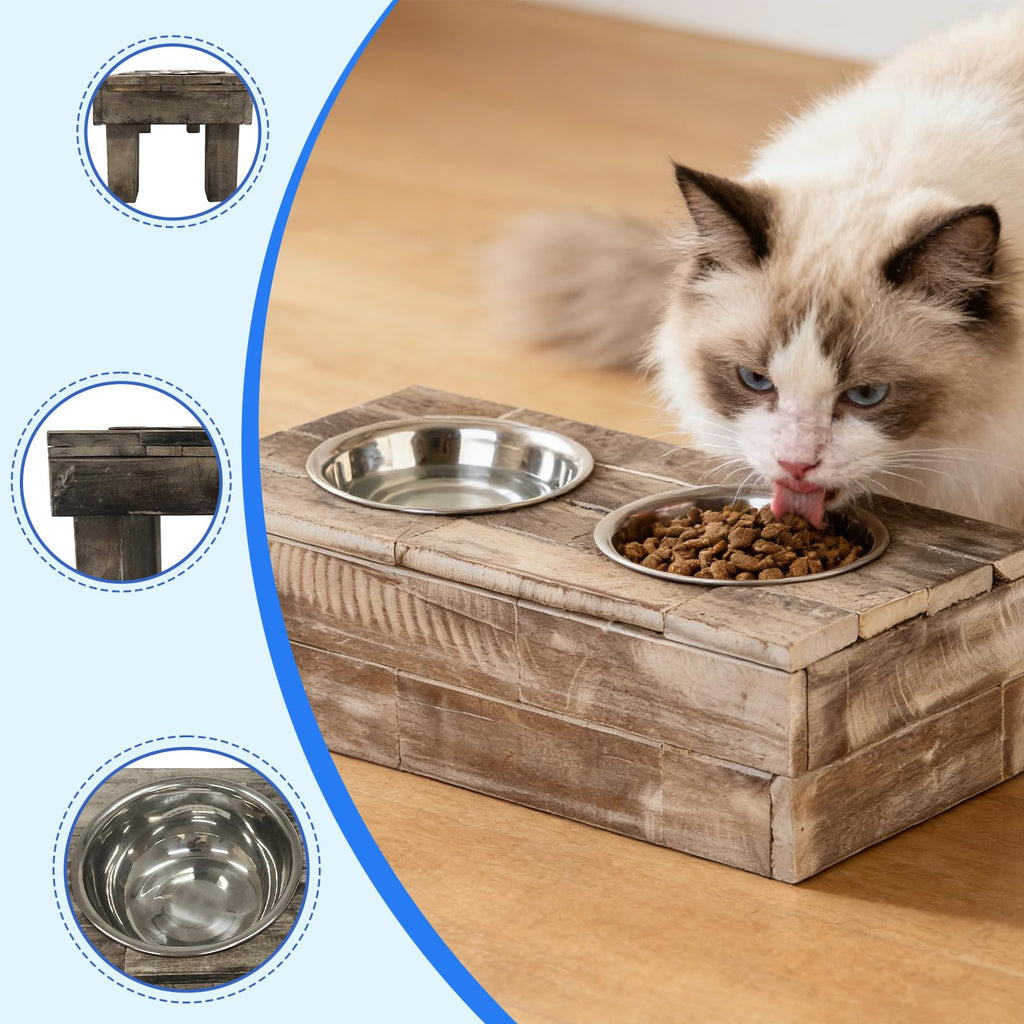 Elevated Dog & Cat Double Bowl Feeder Stainless Steel Bowls P36943