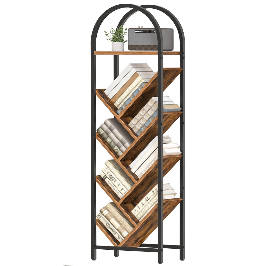 8-Tier Arched Bookshelf with Metal Frame E449