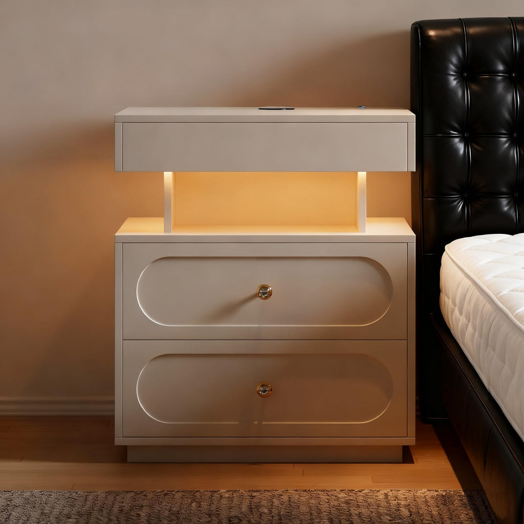 3-Drawer LED Nightstand with Light U383
