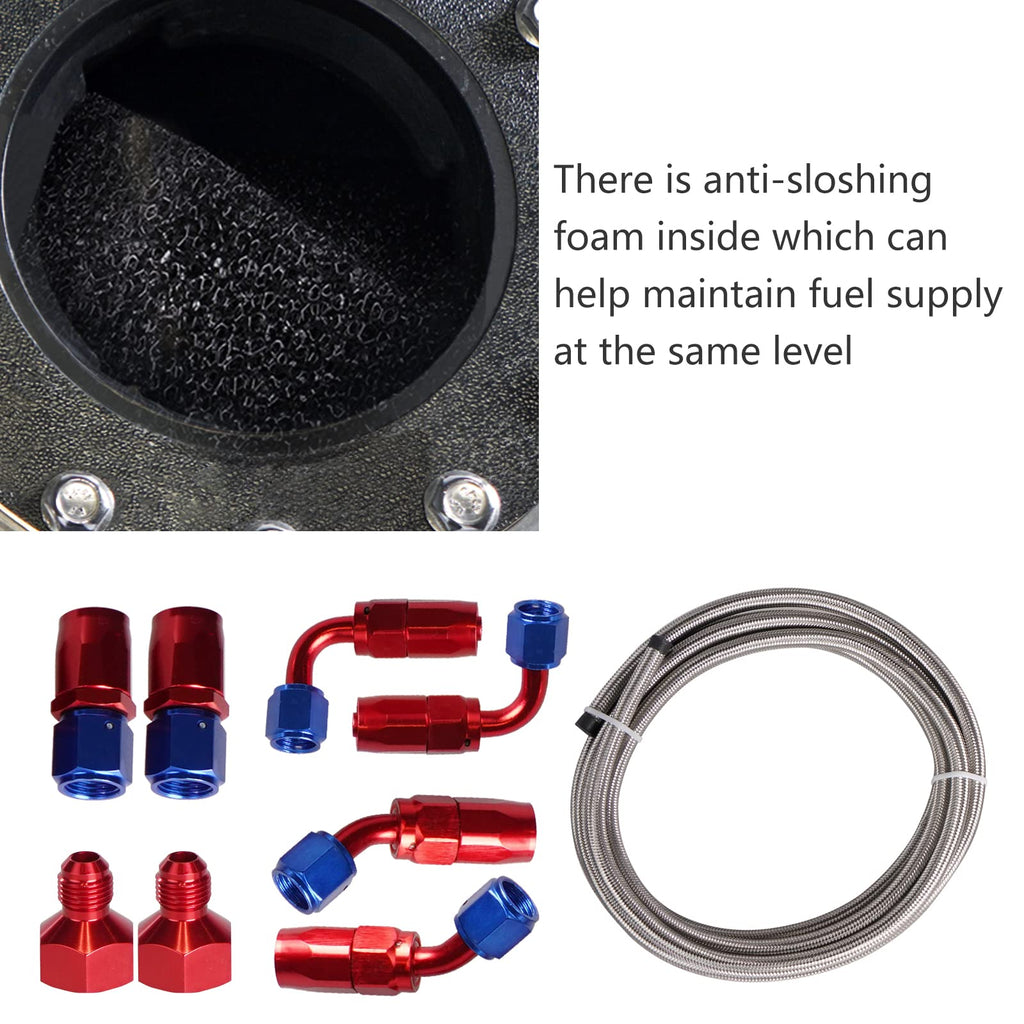 5 Gallon 20L Polished Aluminum Fuel Cell Tank with Cap Level Sender Oil Feed Line F617527