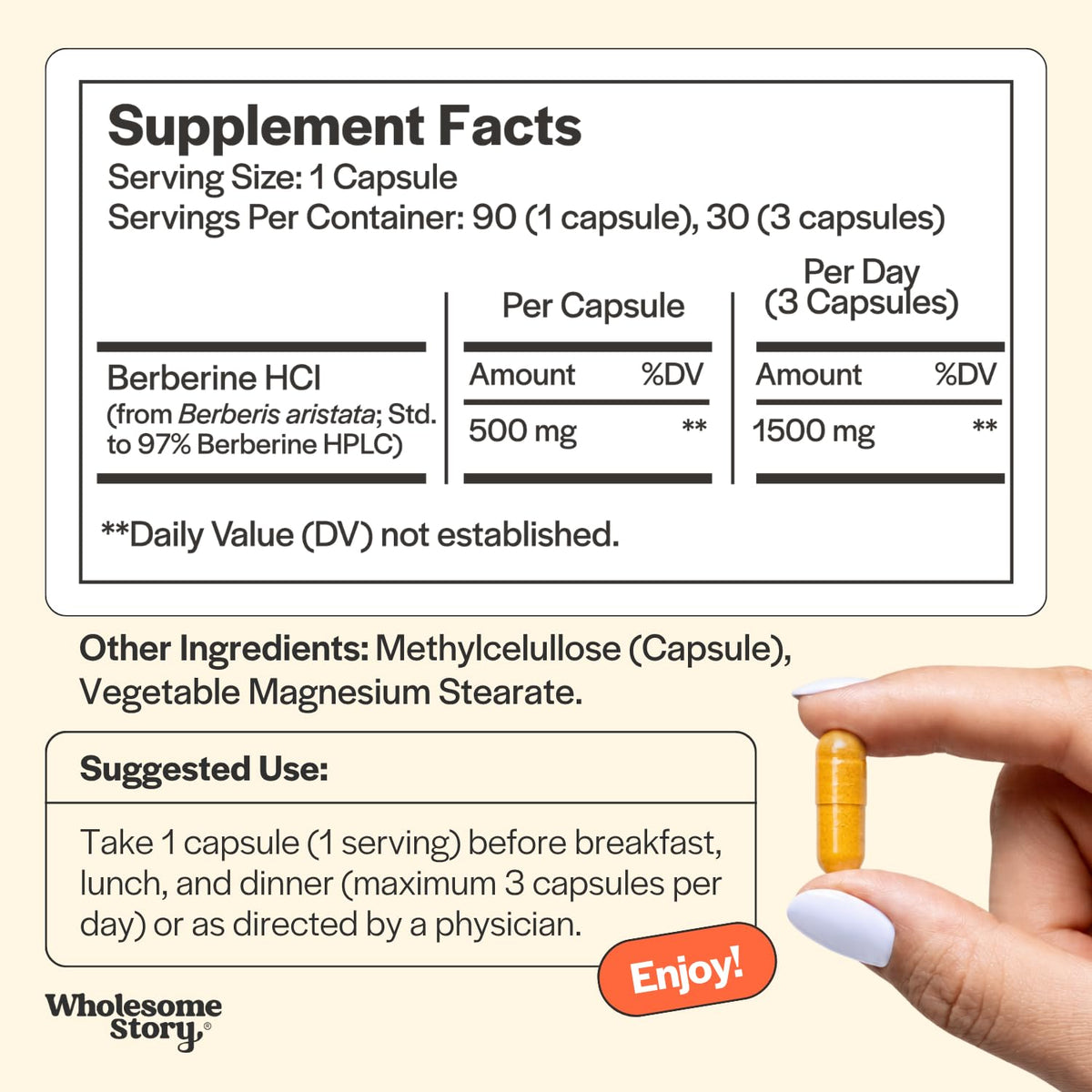 Berberine Supplement 1500mg 90 Capsules D770