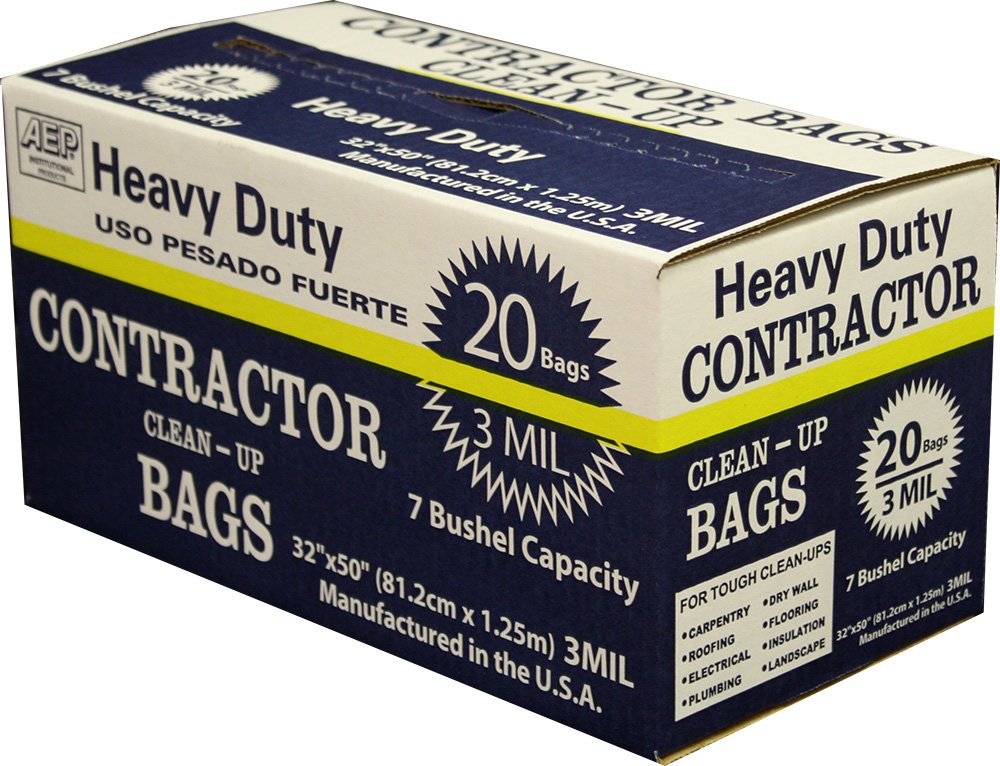 Heavy Duty Contractor Bags, 32" x 50", 3 ml (Pack of 20) O135