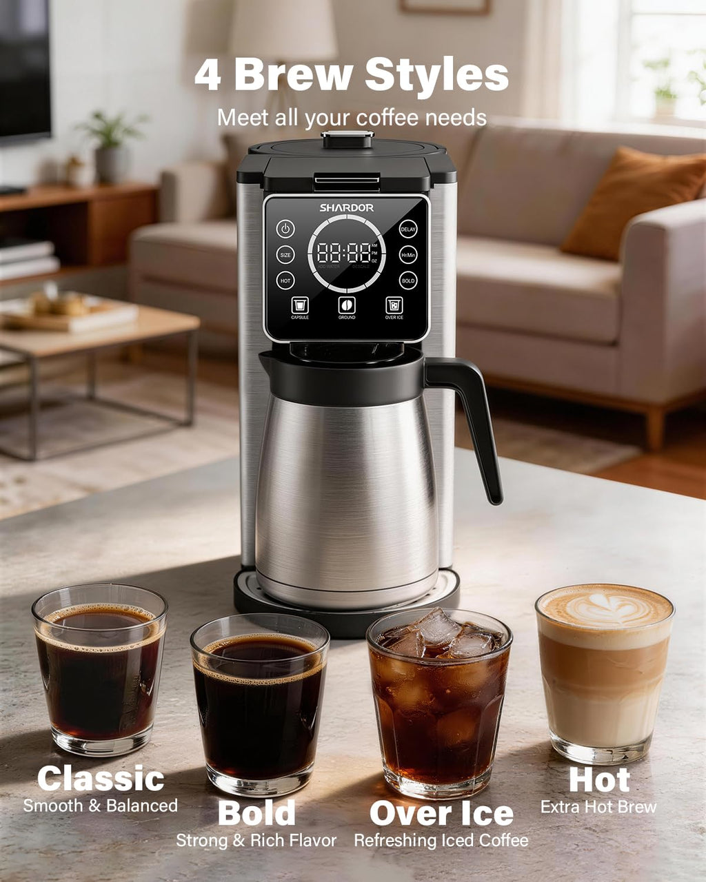 Single Serve & Carafe Coffee Maker, 6-24oz, Thermal Carafe G101