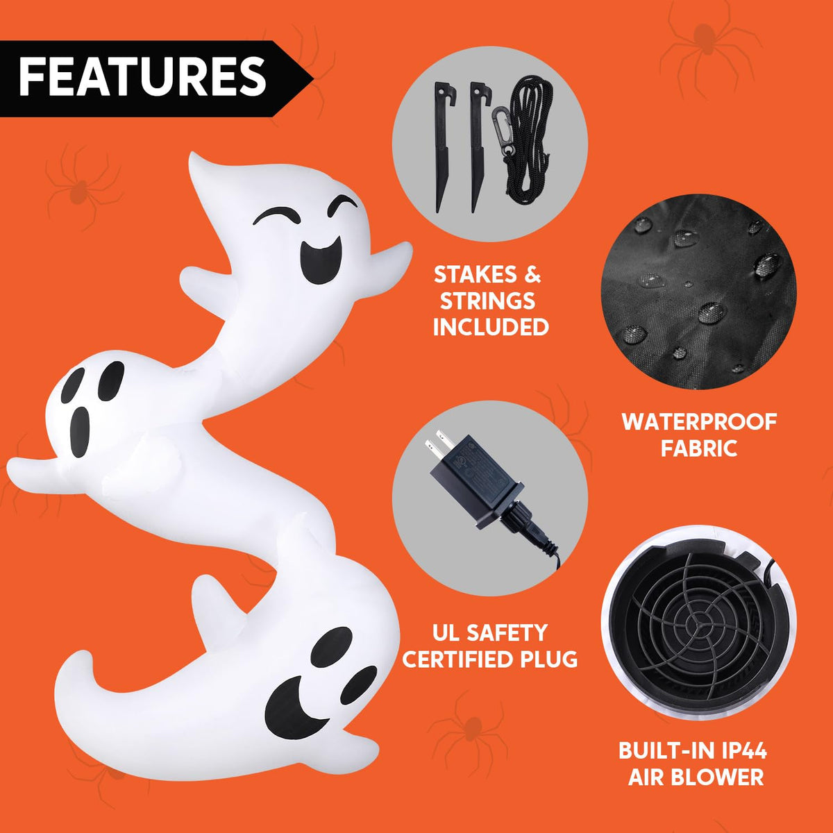8ft Light Up Inflatable Ghosts Q7726