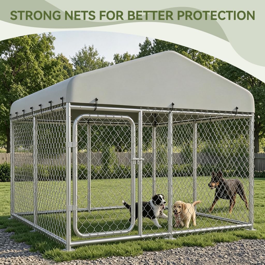 7.5x7.5ft Metal Dog Kennel with Roof A243