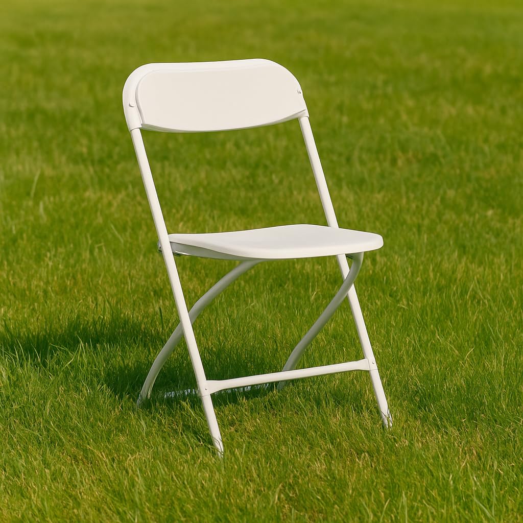 White Plastic Folding Chairs Set of 10 Steel Frame P18364